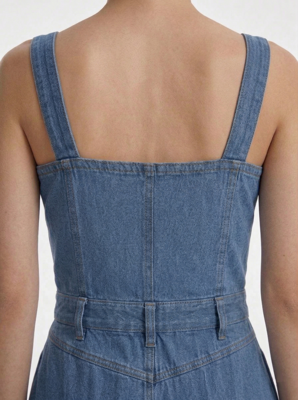 Kadın Denim Önü Çıtçıtlı Cepli Askılı Kot Elbise