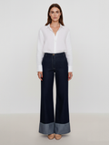 Kadın Kemersiz Denim Duble Paça Kot Pantolon