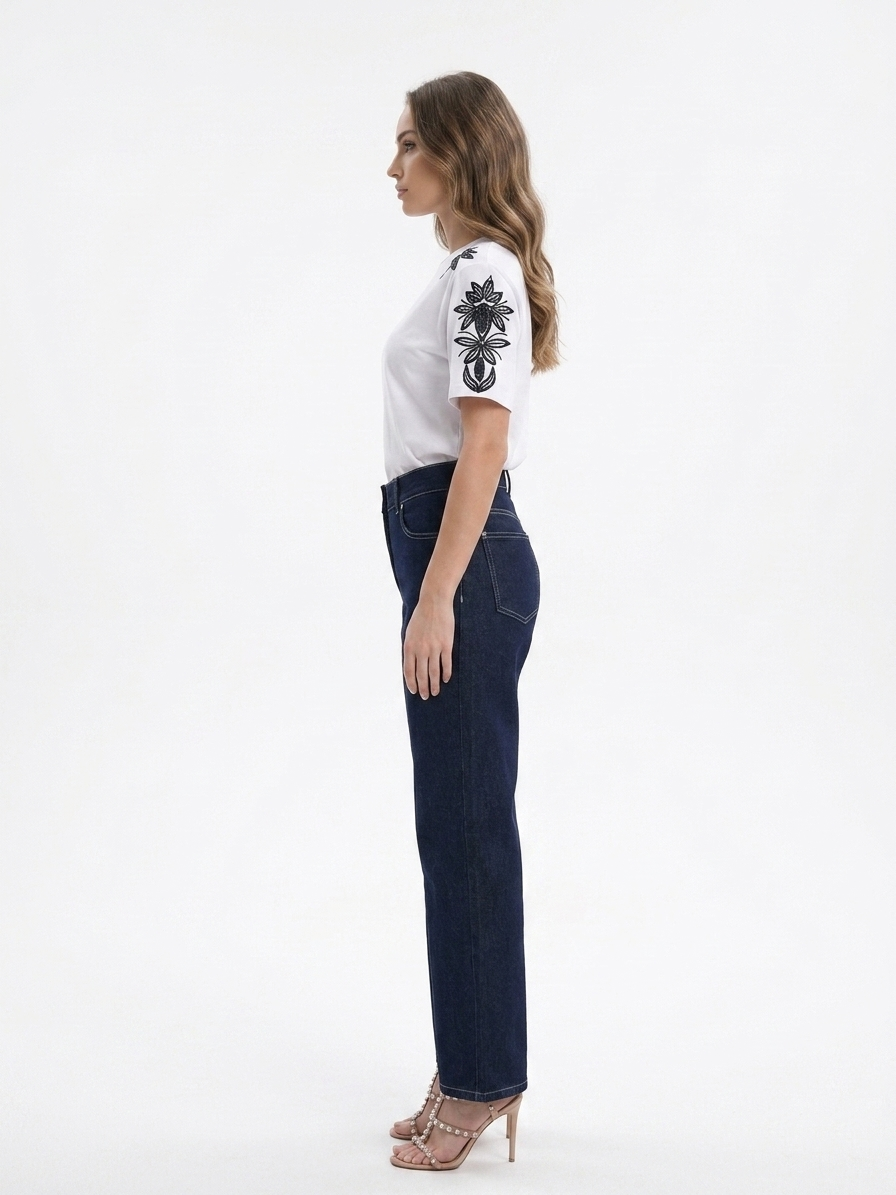 Kadın Kargo Cep Detaylı Rins Yıkama Denim Pantolon
